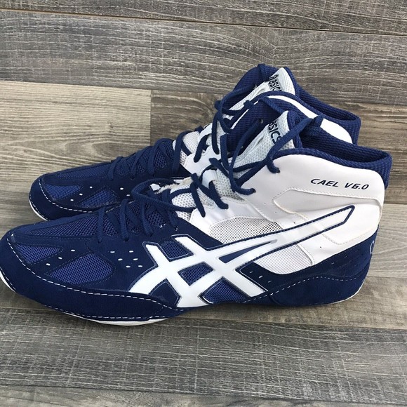 Asics Shoes Asics Cael Sanderson V6 J40y Blue White Mens Wrestling Shoes Size 13 Poshmark